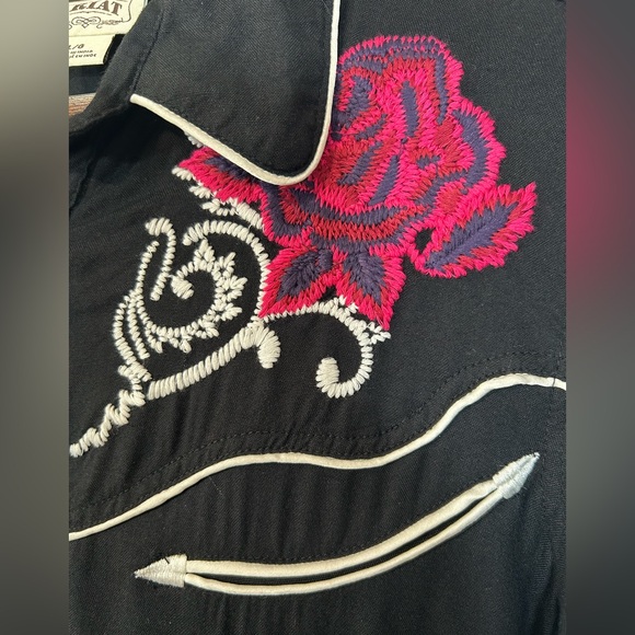 Ariat Black Long Sleeve Dress with Pink Embroidery - Picture 4 of 12